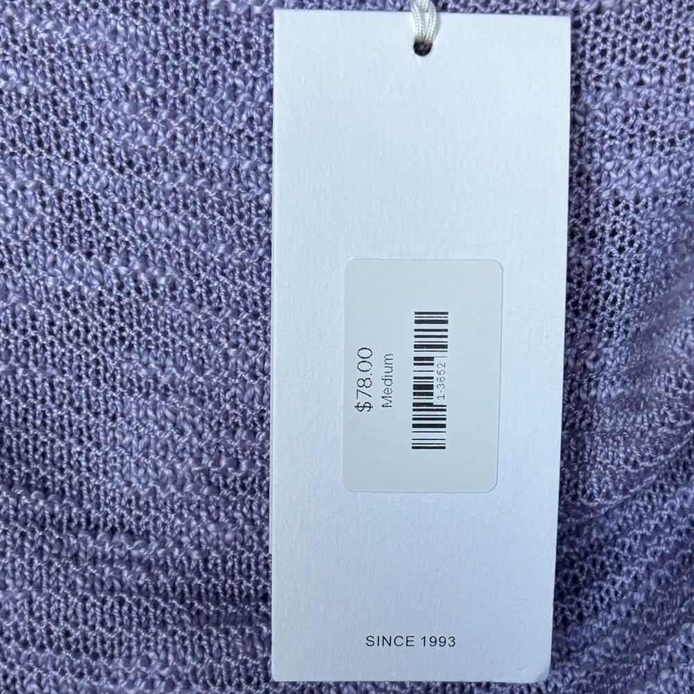 Soft Girl Lavender Knit Puff Sleeve Sweater Top V-Neck Tie Back Q2 L - Picture 6 of 9
